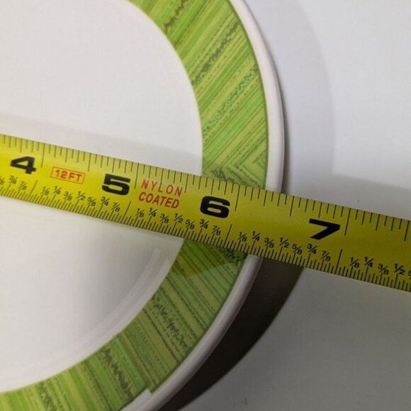 Syracuse China Syralite Plate With Green Geometric Rim - Picture 4 of 8